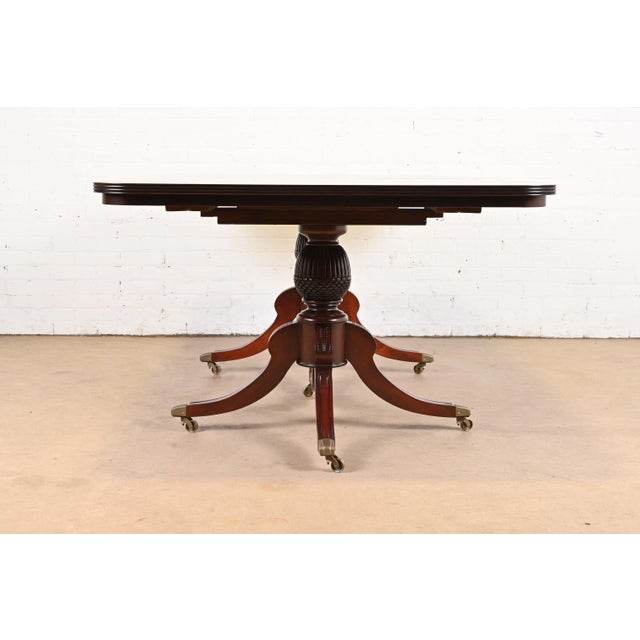 Guerra Vanni Georgian Mahogany Double Pedestal Extension Dining Table, Newly Refinished For Sale - Image 10 of 12