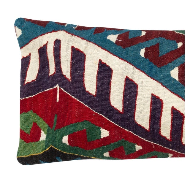 Traditional 14"x28" Handmade Turkish Kilim Cushion Cover. Lumbar Pillow Cover. Accent Pillow For Sale - Image 3 of 5