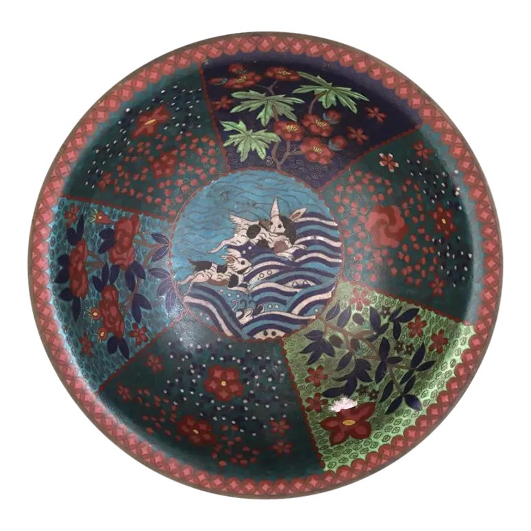 Antique Early Meiji Japanese Cloisonne Enamel Bowl With Rabbits in ...