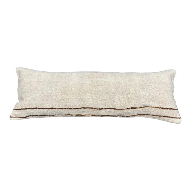 Turkish Hemp Pillow Cushion Natural Beige Brown Cushion Cover 14x40 For Sale