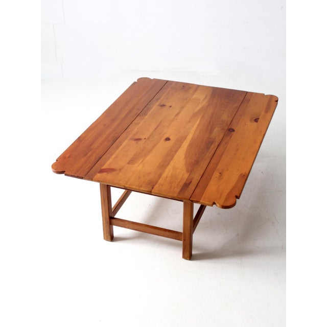 Brown Vintage Pine Drop Leaf Coffee Table For Sale - Image 8 of 12