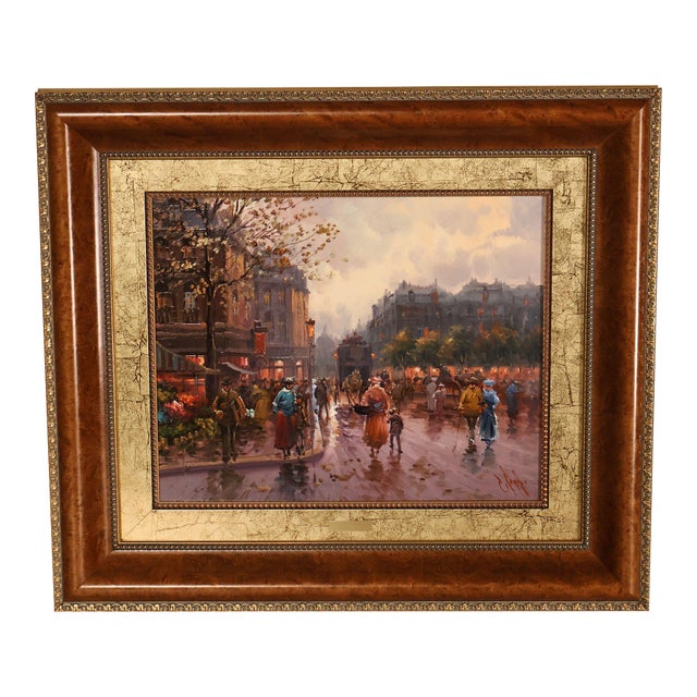 Impressionist Style Painting, Street Scene. Emilio Payes For Sale