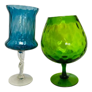 Vintage Italian Empoli Blown Glass Vases - a Pair