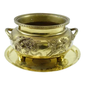 Early 20th Century Metal Chinese Flower Pot with Dragon Design