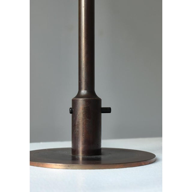 Brown Art Deco Model T3-Major Table Lamp in Browned Brass attributed to N.R. Thykier, Denmark, 1930 For Sale - Image 8 of 16