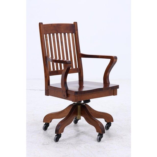 Vintage Wooden Swivel Office Chair For Sale - Image 13 of 15