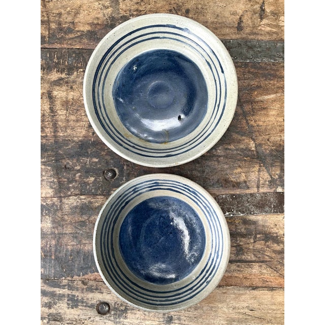 White Vintage Original Studio Pottery Bowls - Set of 2 For Sale - Image 8 of 12