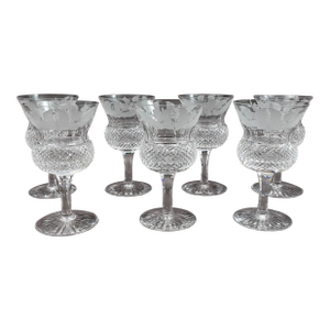 Mid 20th Century Edinburgh Crystal Scotland Thistle Sherry Glasses- Set of 7