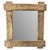 Mid-Century Spanish mirror made circa 1960. The frame is made of laminated sheets of brass worked to resemble rustic wood...