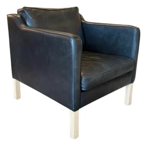 Danish Designer, Mogensen Style Club Chair, Leather, Denmark, 1960s
