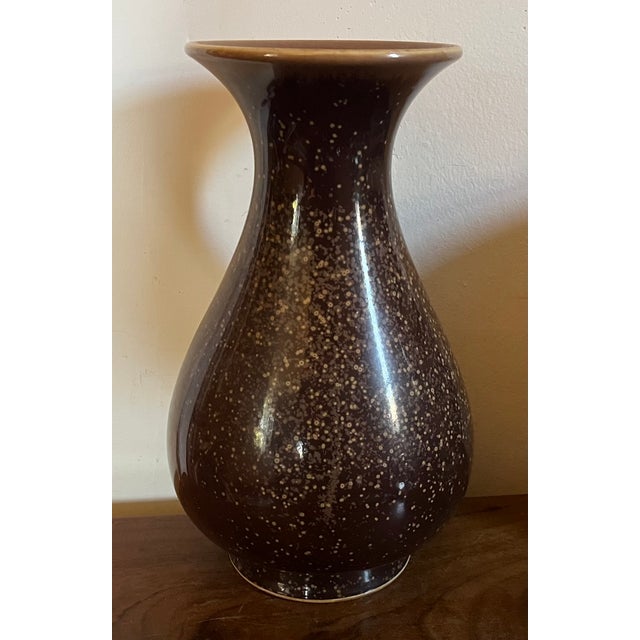 Antique Early 20th Century Japanese Brown Speckled Glaze Baluster Shape Porcelain Vase For Sale - Image 11 of 17