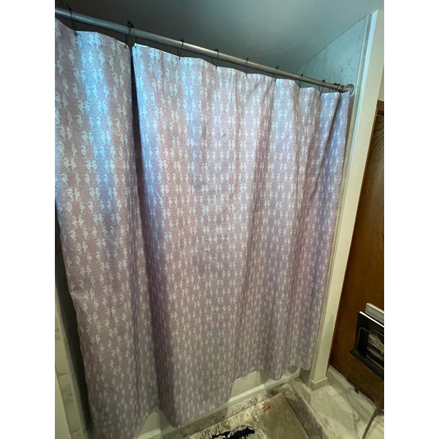Contemporary Unique Gray Blue Nautical Seahorse Shower Curtain For Sale - Image 3 of 4