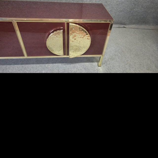 Gold Justfurnituress Sideboard in Birch Wood and Red Glass from Justfurnituress SRL For Sale - Image 8 of 16