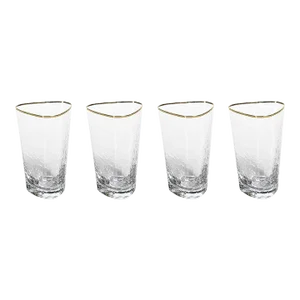 Kampari Triangular Highball Glasses with Gold Rim, Set of 4