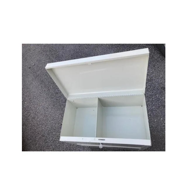 Vintage Mid-Century Modern Industrial Eggshell Metal Medical Cabinet For Sale - Image 6 of 10