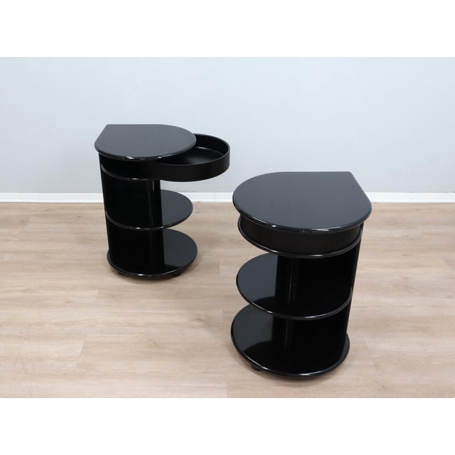 Postmodern Black Lacquered Nightstands from B&B Italia / C&B Italia, 1980s, Set of 2 For Sale - Image 16 of 16
