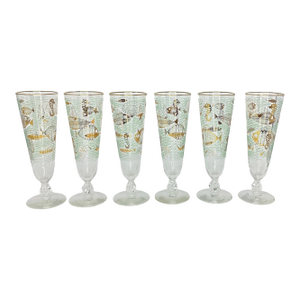 Set of 6 Libbey Marine Life Pilsner Glasses