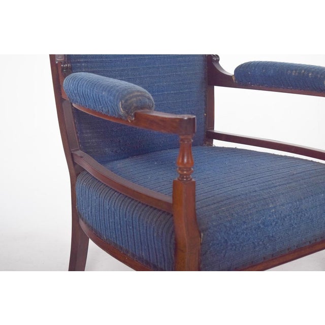 English Ladys Chair in Blue Upholstery For Sale - Image 13 of 15