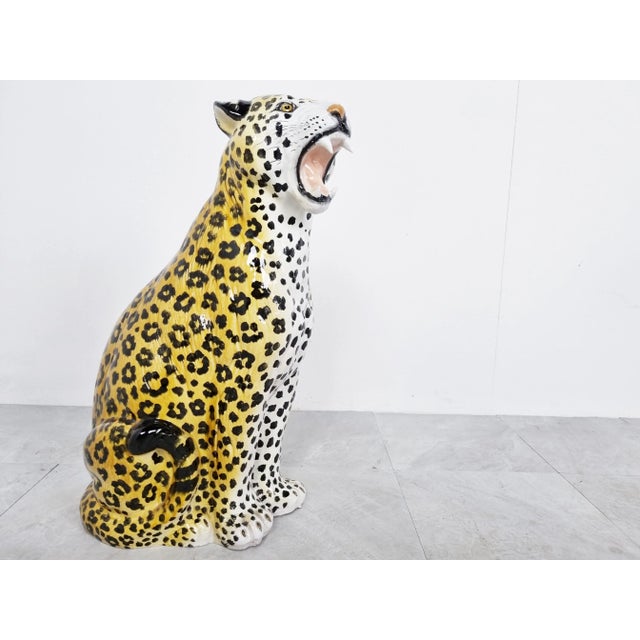 Ceramic Italian Glazed Terracotta Leopard Figure, 1960s For Sale - Image 7 of 9