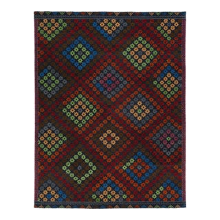 Modern Soumak Wool Rug Handmade Multicolor With Geometric Designed For Sale