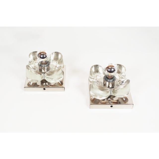 Small Chrome and Glass Wall Lights from Sische, 1970s, Set of 2 For Sale - Image 3 of 9