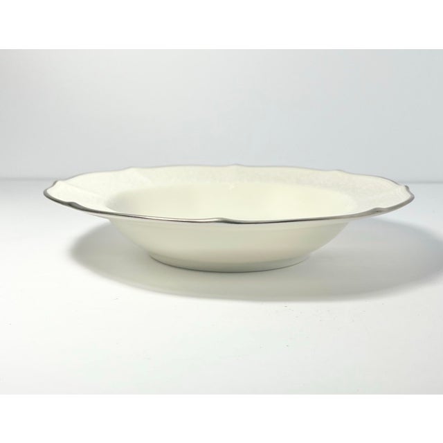 Noritake Noritake “Chandon, Platinum” Set of 6 Bone China Rim Soup Bowls For Sale - Image 4 of 5