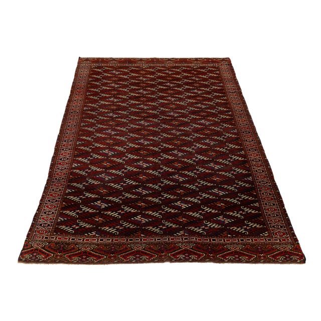 Antique Turkmen Yamoud Wool Rug With Diamond Lattice and Eagle Motif Borders For Sale - Image 9 of 12