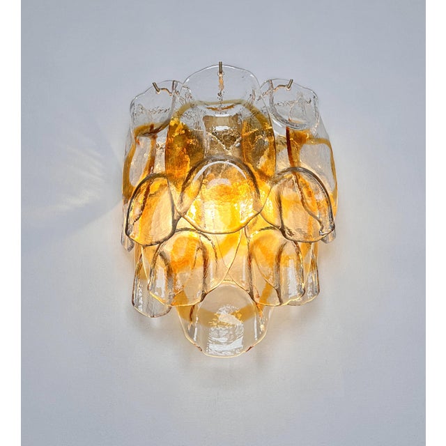 Vintage Italian Murano Wall Lights with 10 Amber Trasparent Glasses, 1990s, Set of 2 For Sale - Image 12 of 18