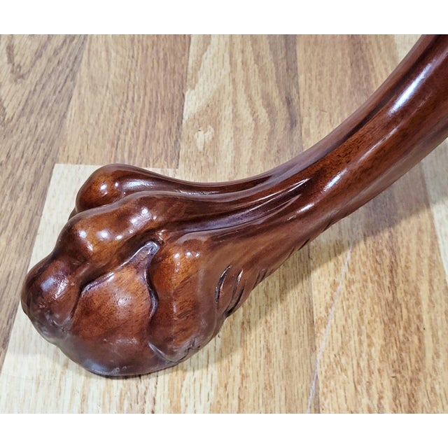 Vintage American Mahogany Gilt Tooled Leather Top Drum Table by Weiman Heirloom For Sale - Image 13 of 15