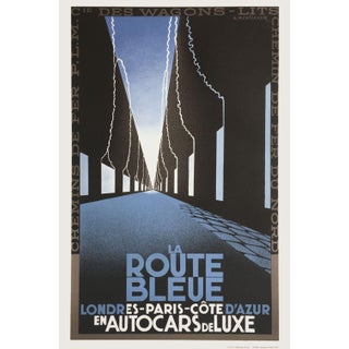 1990s a.m Cassandre La Route Bleue Lithograph Poster Reissue For Sale