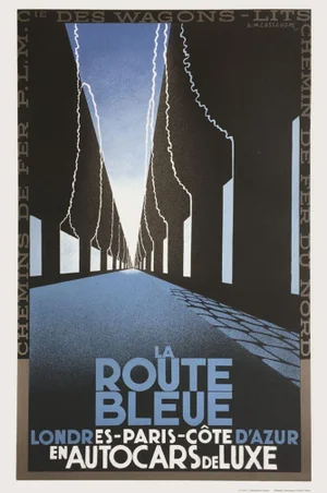 1990s a.m Cassandre La Route Bleue Lithograph Poster Reissue