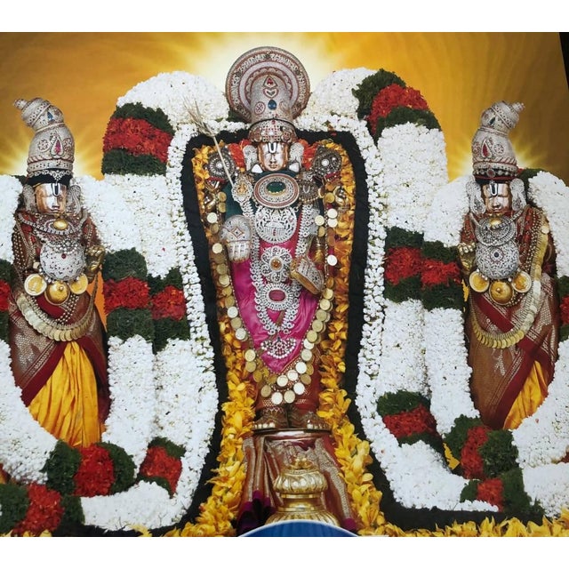 Paper Tirupati Calendar Art South India Indian Set of (3) Three Polychrome For Sale - Image 7 of 12