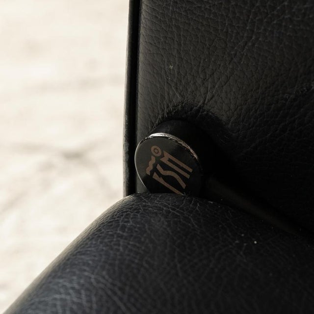 Animal Skin Sesame Leather Armchair in Black from FSM For Sale - Image 7 of 15