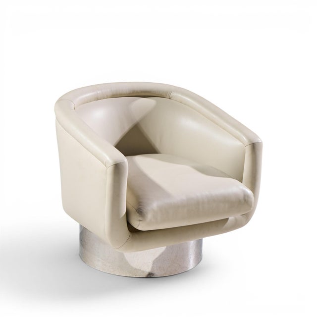 Leon Rosen for Pace Mid Century Chrome Swivel Lounge Chair For Sale - Image 9 of 9