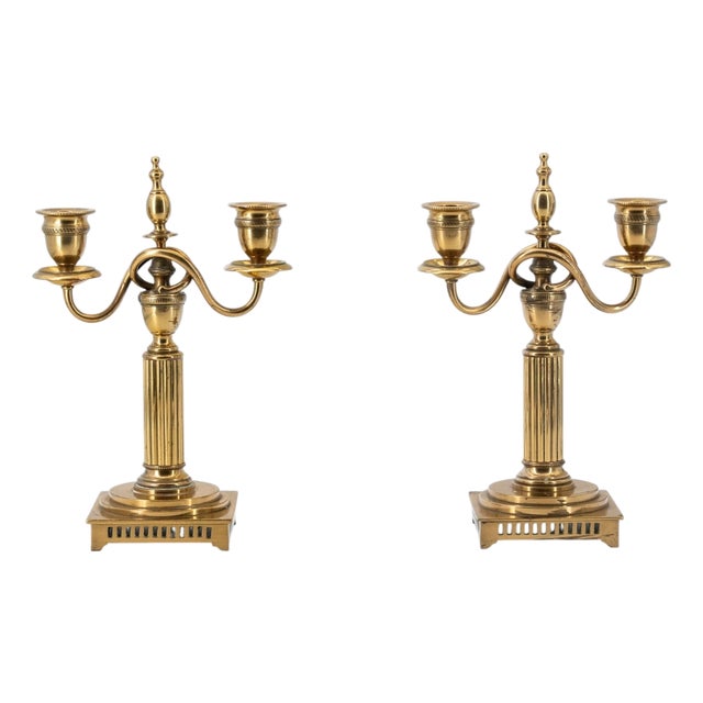 Antique Swedish Brass Candlesticks Skultuna Bruk No. 23, 1890s, Set of 2 For Sale