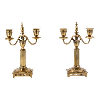 Antique Swedish Brass No. 23 Candlesticks from Skultuna Bruk, 1890s, Set of 2 For Sale