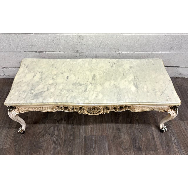 Rococo Vintage Italian Rococo Revival Marble Top Coffee Table For Sale - Image 3 of 11