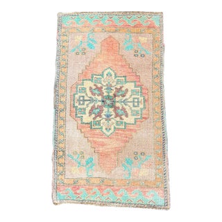Turkish Mini Rug Oriental Hand Knotted Vintage Rug 1'9" x 3' #17924 For Sale