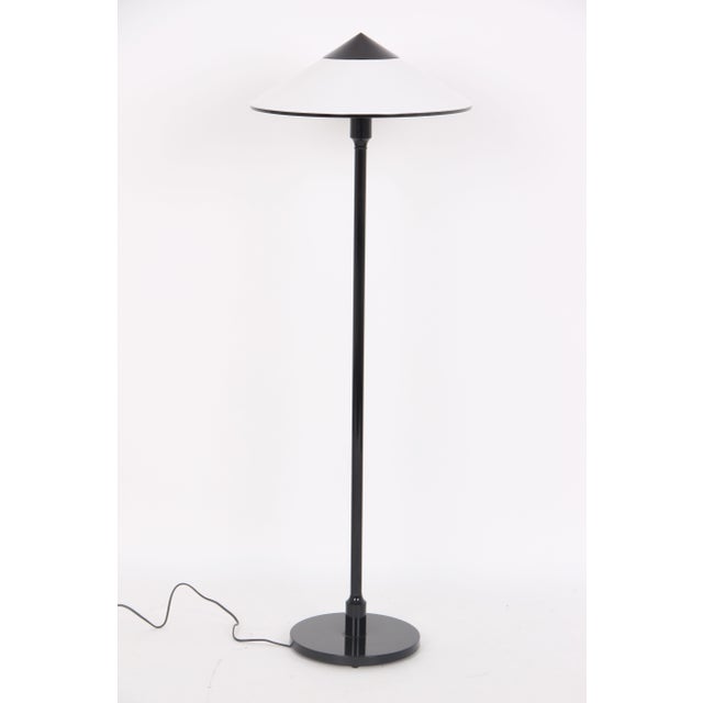1970s Floor Lamp in Black Metal and Plastic with White Shade, 1960s For Sale - Image 5 of 6
