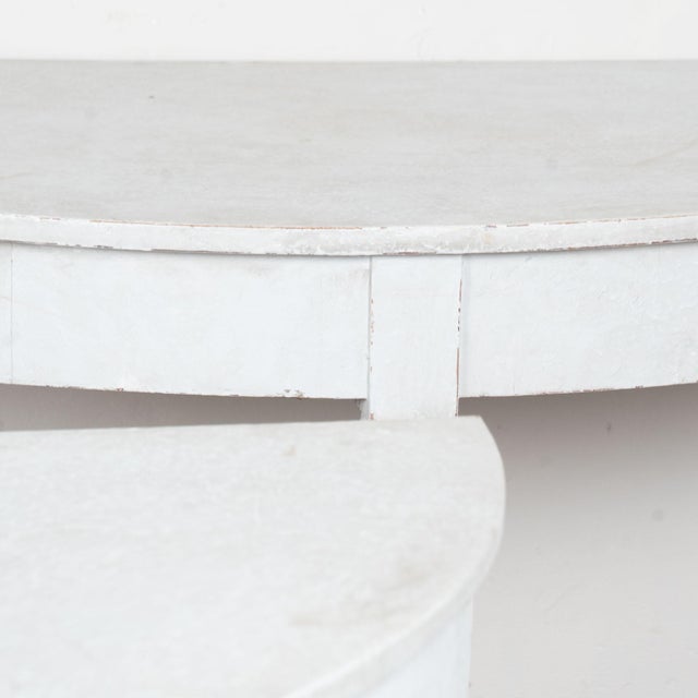 19th Century Pair of Large White Demi Lune Console Side Tables For Sale - Image 11 of 15