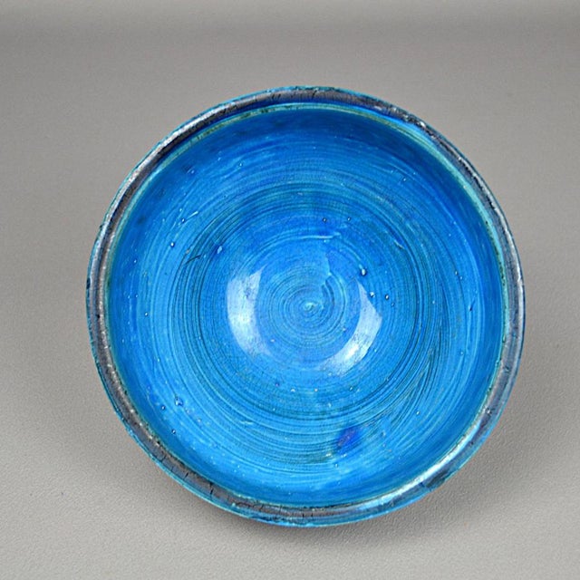 Rimini Blu Glazed Ceramic Footed Centerpiece Bowl by Aldo Londi by Bitossi, 1950s For Sale - Image 10 of 13