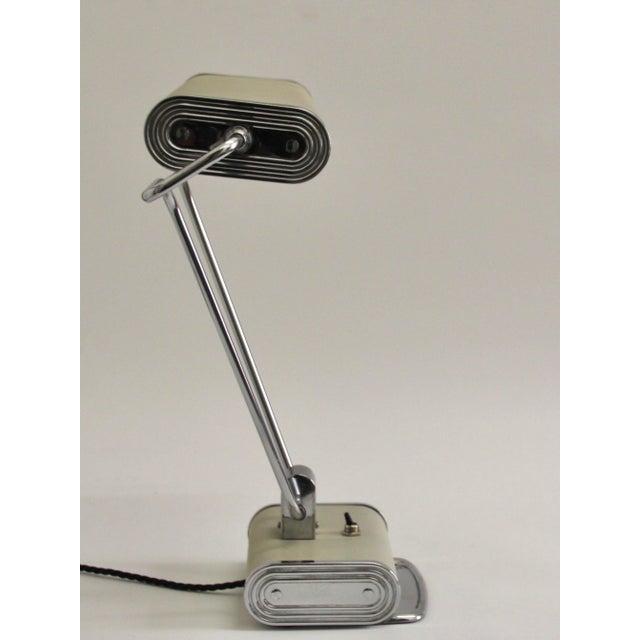 Eileen Gray Art Deco French Charcoal Grey & Chrome Table Lamp by Eileen Gray for Jumo, 1940s For Sale - Image 4 of 18
