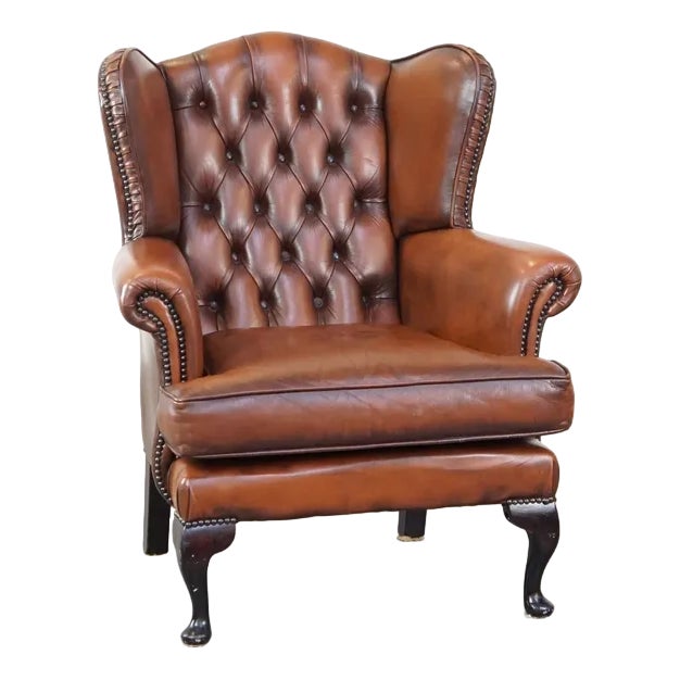 Leather Chesterfield Wingchair For Sale