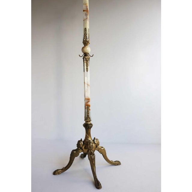 Italian Ornate Antique Brass & Onyx Square Marble Coat Hat Rack Hall Tree Stand For Sale - Image 14 of 14
