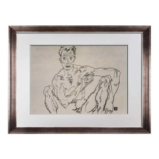Egon Schiele Signed “Nude Self Portrait” Framed Lithograph For Sale