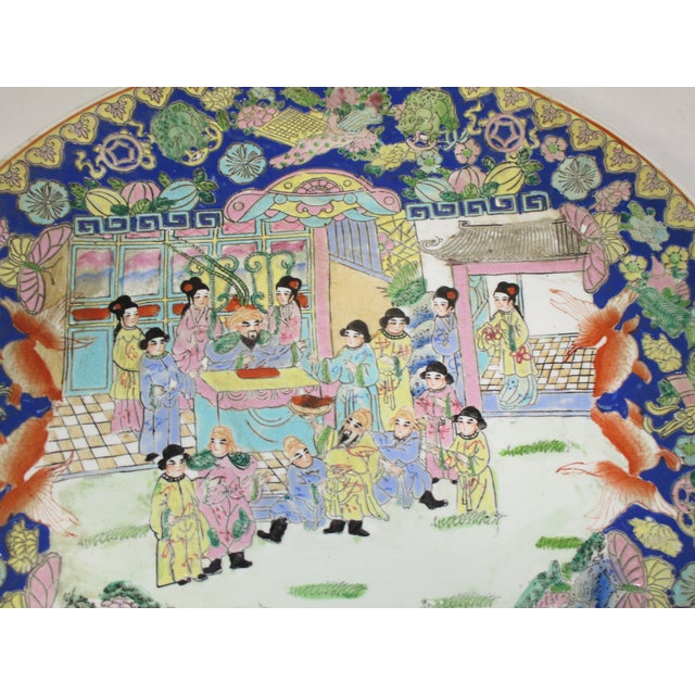 Chinoiserie Antique Porcelain Chinese Rose Mandarin Charger For Sale - Image 3 of 14