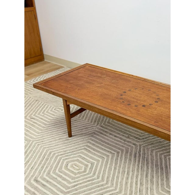 Drexel Drexel MCM Coffee Table Circular Dowel Inlay Vintage Mid-Century Modern For Sale - Image 4 of 10