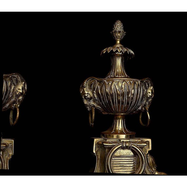 French Antique French Bronze Rams Head Chenets - a Pair For Sale - Image 3 of 4