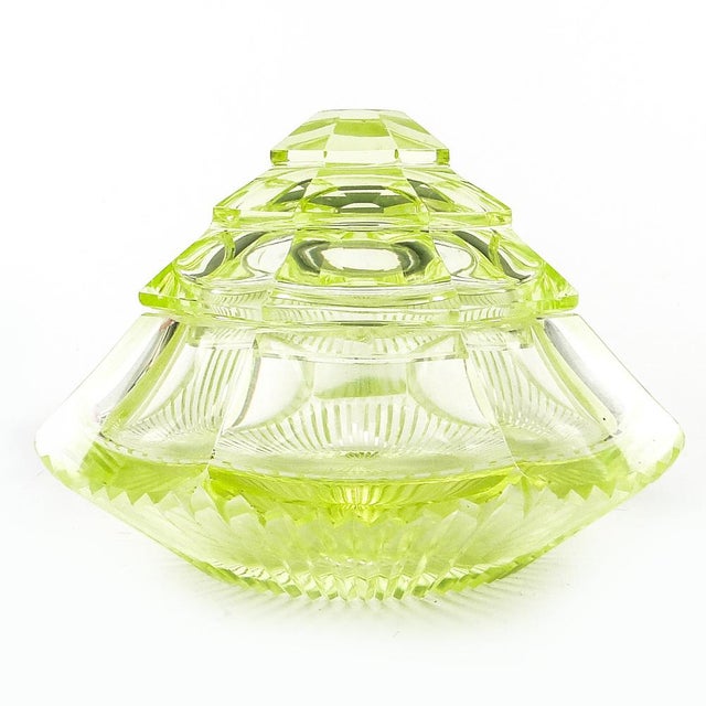 Glass Art Deco Candyer from Zawiercie Glassworks, 1950s For Sale - Image 7 of 15