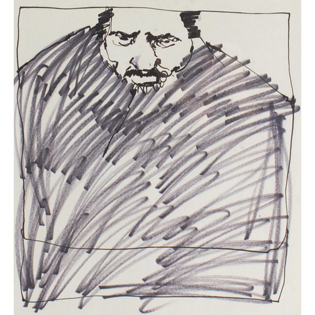 A marker portrait drawing by the American artist James L. Bruch (1942-2023). This abstract work depicts an abstracted...